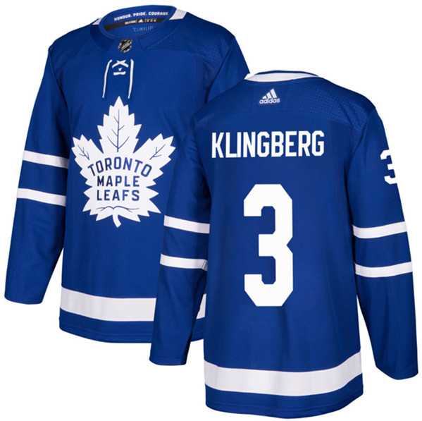 Men%27s Toronto Maple Leafs #3 John Klingberg Blue Stitched Jersey